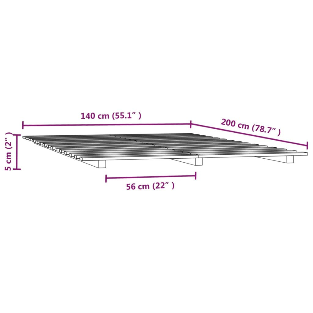 Estrutura de cama 140x200 cm madeira de pinho maciça branco