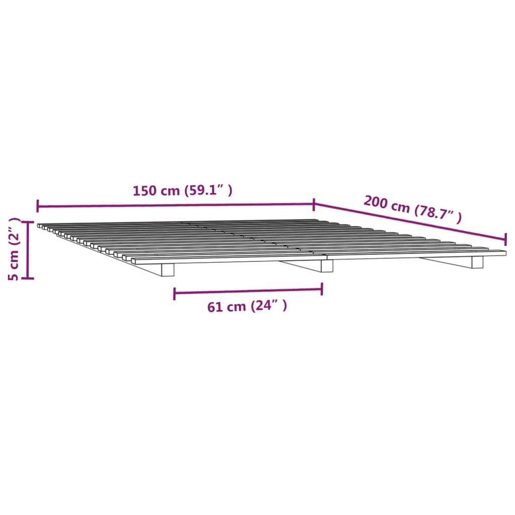 Estrutura de cama 150x200 cm madeira de pinho maciça branco