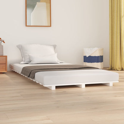 Estrutura de cama 90x190 cm madeira de pinho maciça branco