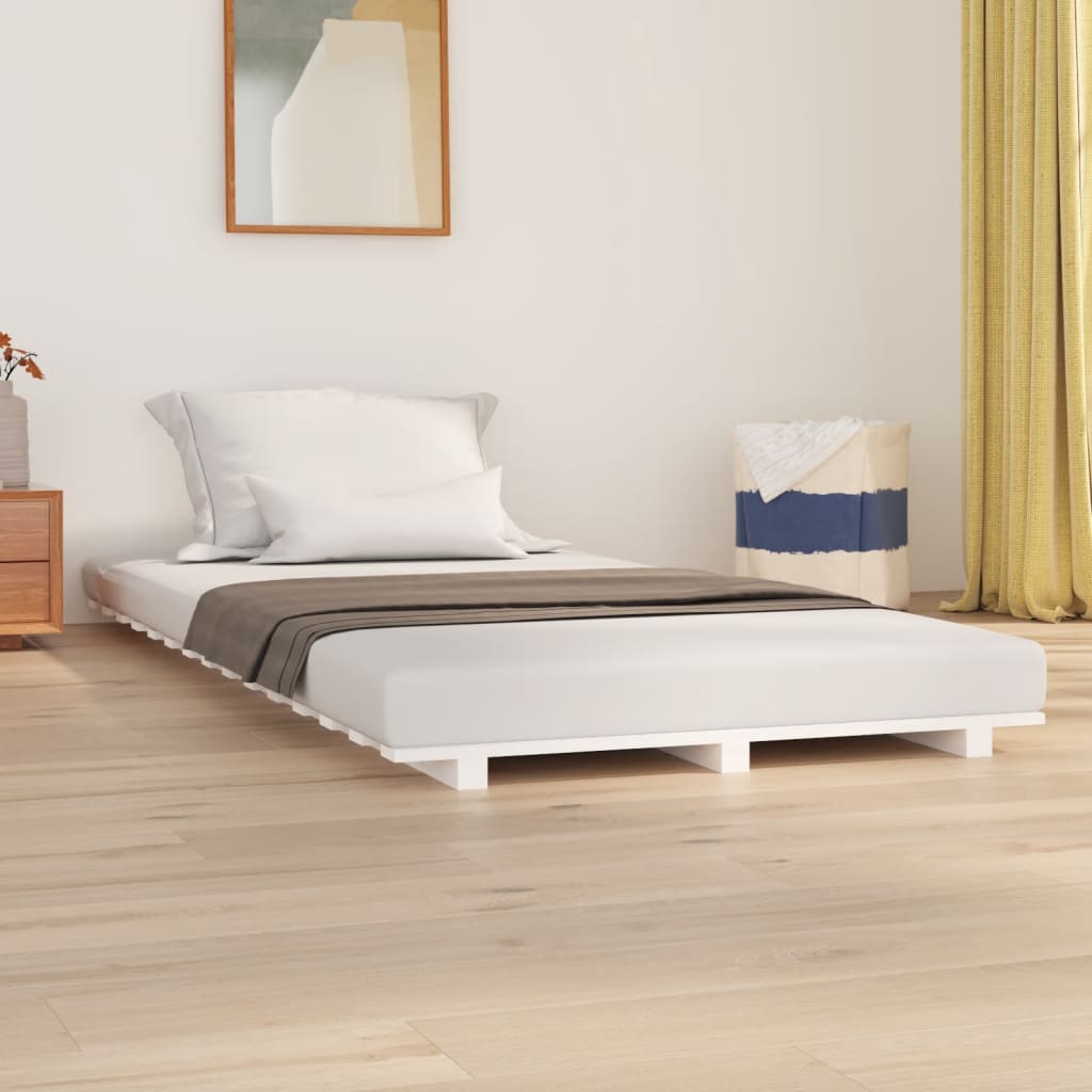 Estrutura de cama 75x190 cm madeira de pinho maciça branco