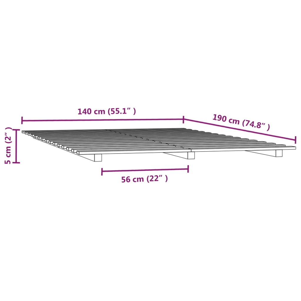 Estrutura de cama 140x190 cm madeira de pinho maciça