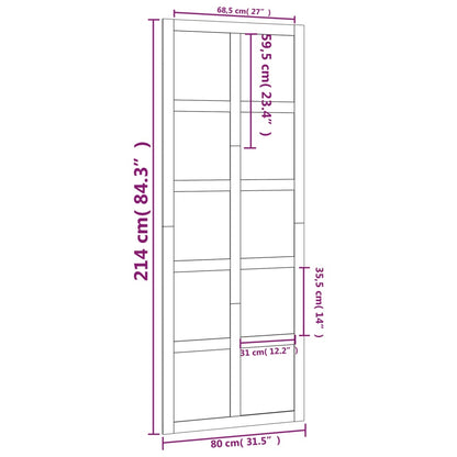 Porta de celeiro 80x1,8x214 cm madeira de pinho maciça