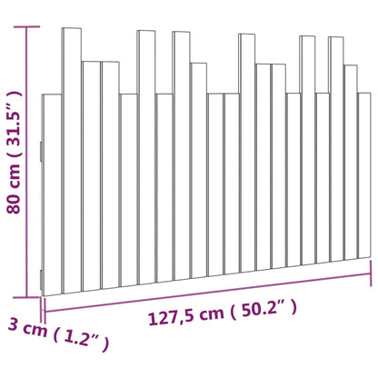 Cabeceira de parede 127,5x3x80 cm madeira de pinho maciça preto