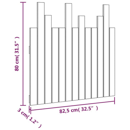 Cabeceira de parede 82,5x3x80 cm madeira de pinho maciça preto