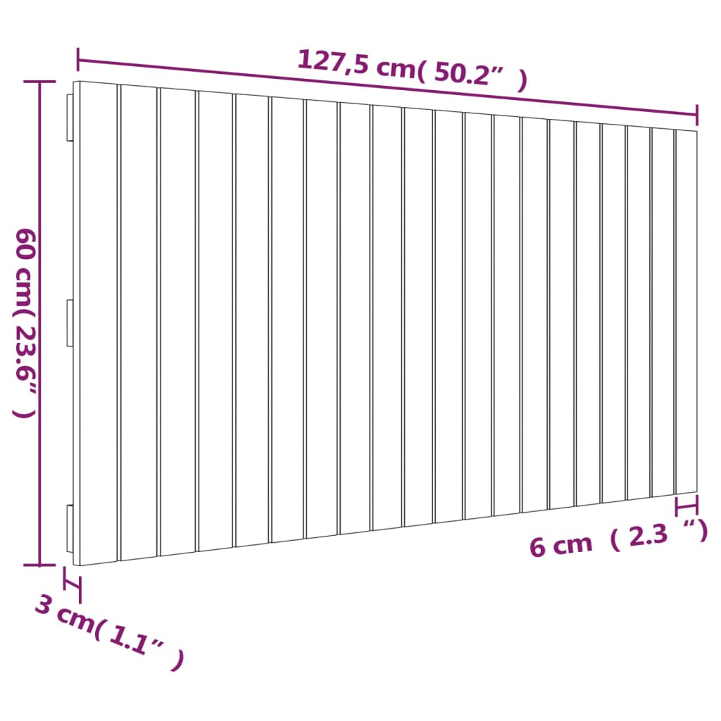 Cabeceira de parede 127,5x3x60 cm pinho maciço branco