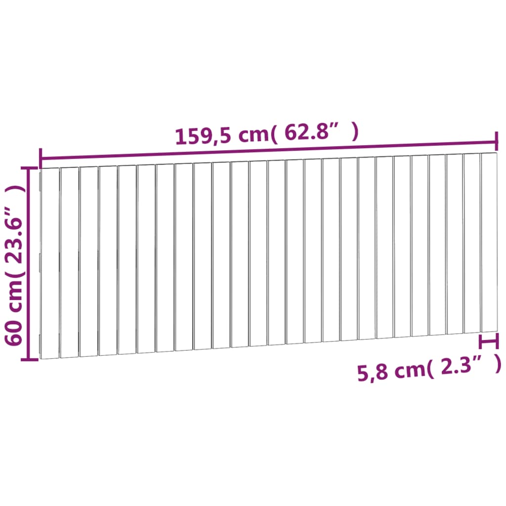 Cabeceira de parede 159,5x3x60 cm pinho maciço branco