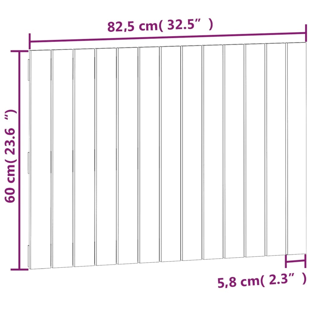 Cabeceira de parede 82,5x3x60 cm madeira de pinho maciça branco