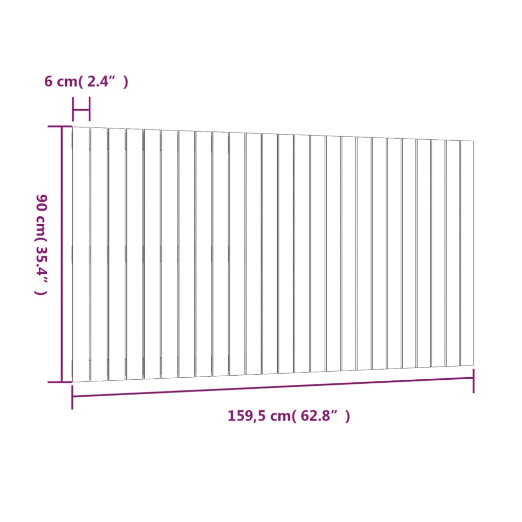 Cabeceira de parede 159,5x3x90 cm pinho maciço branco