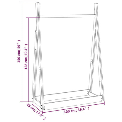 Charriot para roupas 100x45x150 cm madeira pinho maciça branco