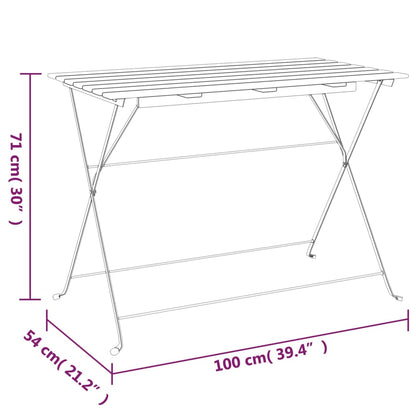 Mesa de bistrô dobrável 100x54x71 cm acácia maciça e aço