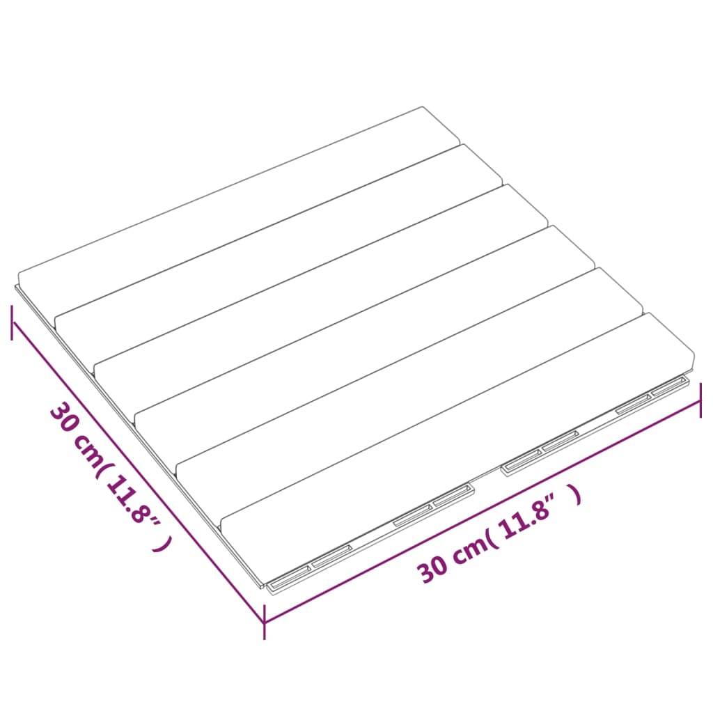 Ladrilhos de terraço 10 pcs 30x30cm teca maciça padrão vertical