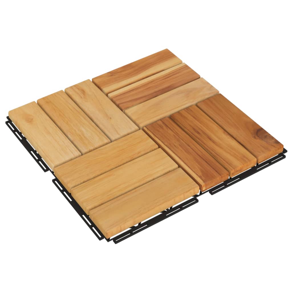 Ladrilhos de terraço 10 pcs 30x30 cm madeira de teca maciça