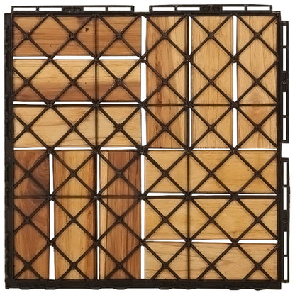 Ladrilhos de terraço 10 pcs 30x30 cm madeira de teca maciça