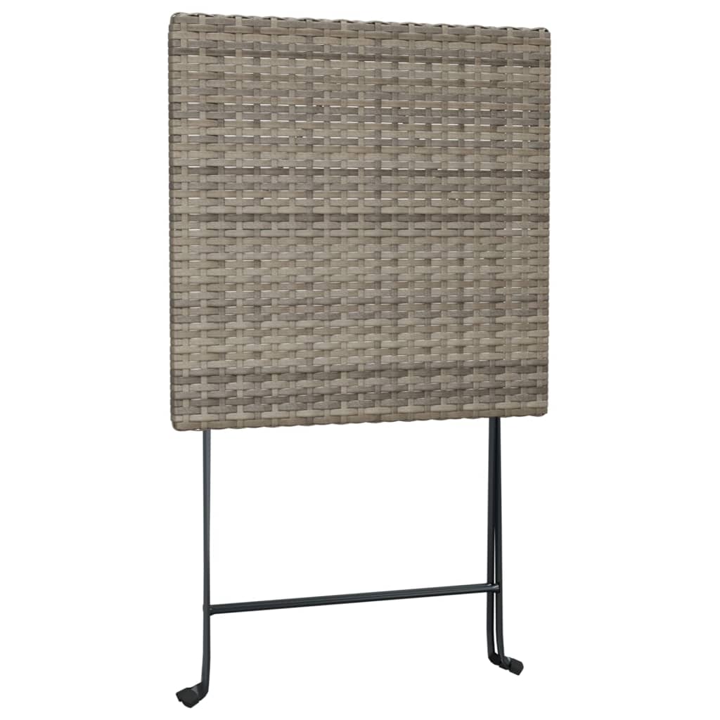 Mesa de bistrô dobrável 55x54x71 cm vime PE cinzento