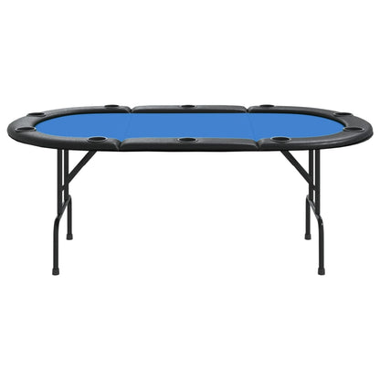 Mesa de póquer dobrável 10 jogadores 206x106x75 cm azul