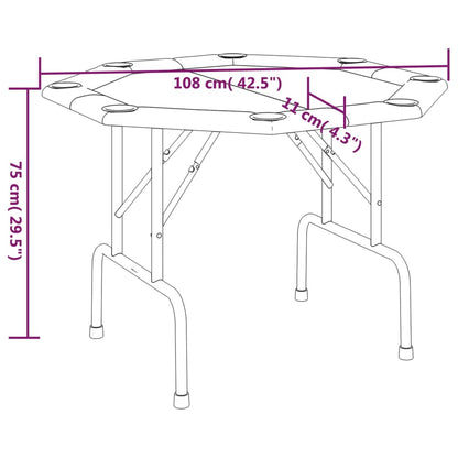 Mesa de póquer dobrável 8 jogadores 108x108x75 cm azul