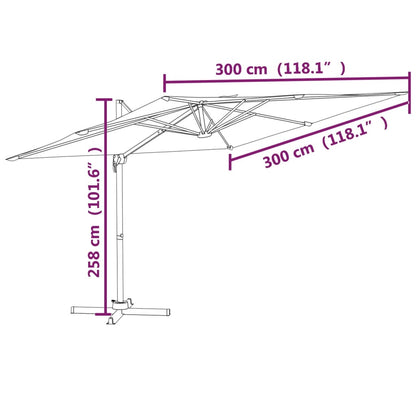 Guarda-sol cantilever c/ poste alumínio 300x300 cm branco areia