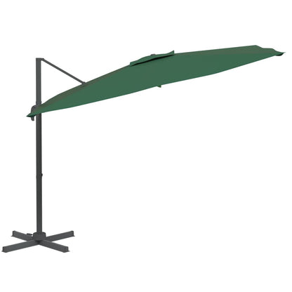 Guarda-sol cantilever c/ LEDs 400x300 cm verde