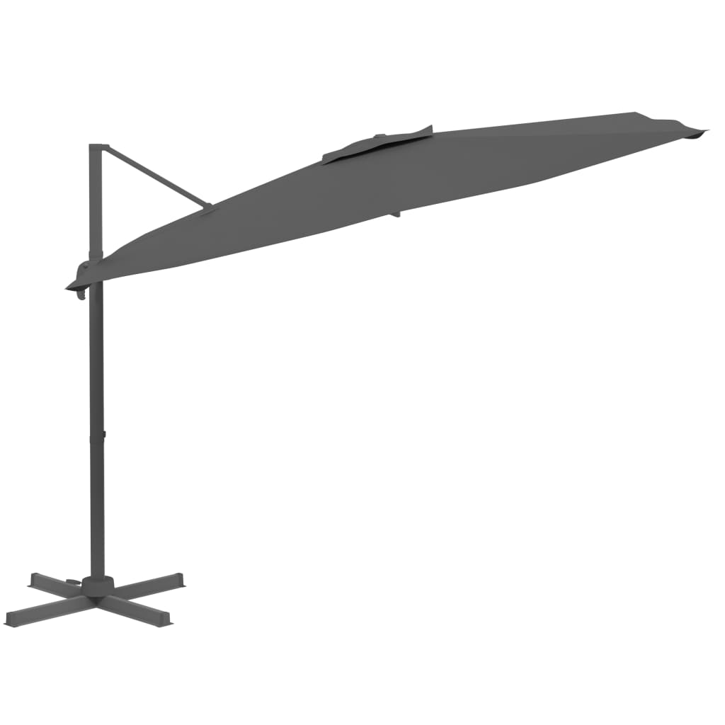 Guarda-sol cantilever c/ LEDs 400x300 cm antracite