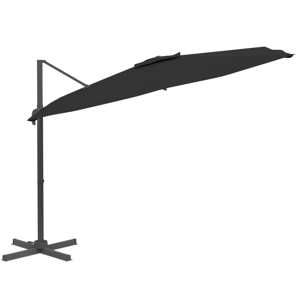 Guarda-sol cantilever c/ LEDs 400x300 cm preto