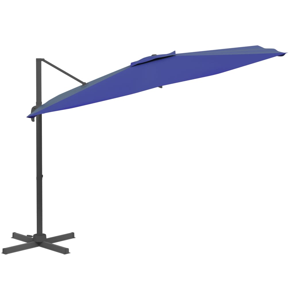 Guarda-sol cantilever c/ LEDs 400x300 cm azul-ciano