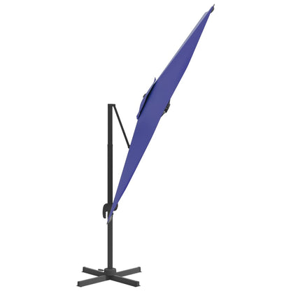 Guarda-sol cantilever c/ LEDs 400x300 cm azul-ciano