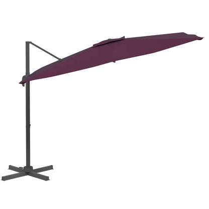 Guarda-sol cantilever c/ LEDs 400x300 cm bordô