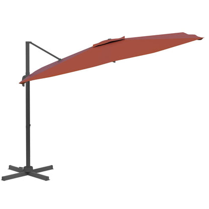 Guarda-sol cantilever c/ LEDs 400x300 cm cor terracota