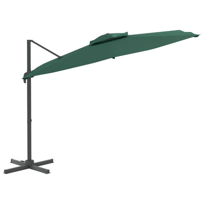 Guarda-sol cantilever c/ toldo duplo 300x300 cm verde