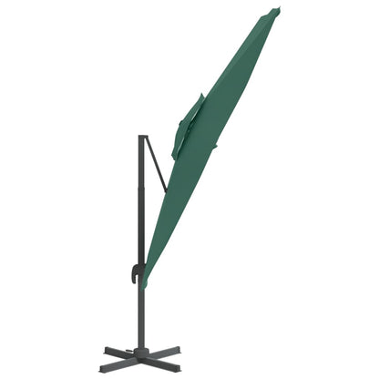 Guarda-sol cantilever c/ toldo duplo 300x300 cm verde