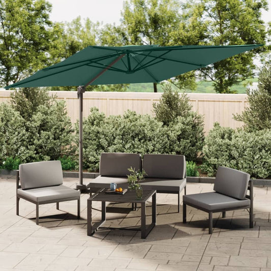 Guarda-sol cantilever c/ toldo duplo 400x300 cm verde