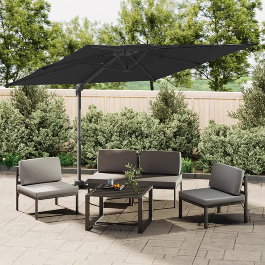 Guarda-sol cantilever c/ toldo duplo 300x300 cm preto