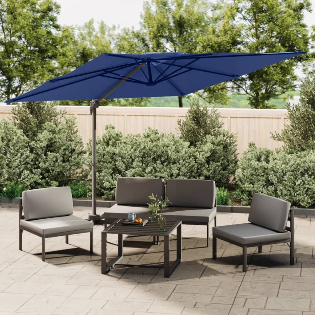 Guarda-sol cantilever c/ toldo duplo 300x300 cm azul-ciano