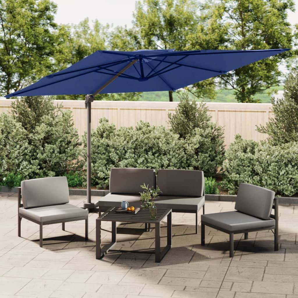 Guarda-sol cantilever c/ toldo duplo 400x300 cm azul-ciano