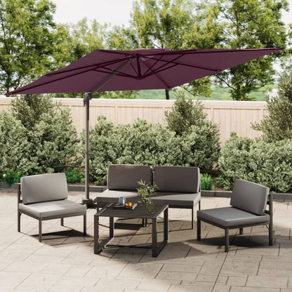 Guarda-sol cantilever c/ toldo duplo 300x300 cm bordô