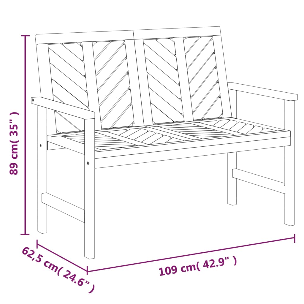 Conjunto lounge de jardim 2 pcs madeira de acácia maciça