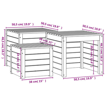 3 pcs conjunto de caixas de jardim pinho maciço cinzento