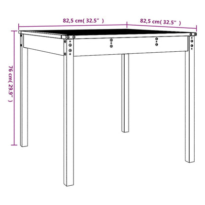 Mesa de jardim 82,5x82,5x76 cm madeira de pinho maciça branco