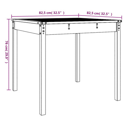 Mesa de jardim 82,5x82,5x76 cm madeira de pinho maciça preto