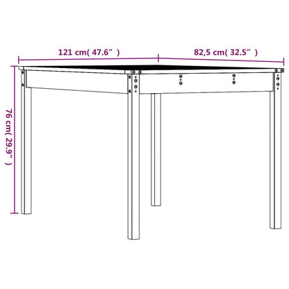 Mesa de jardim 121x82,5x76 cm madeira de pinho maciça