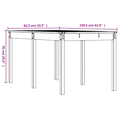 Mesa de jardim 159,5x82,5x76 cm madeira de pinho maciça