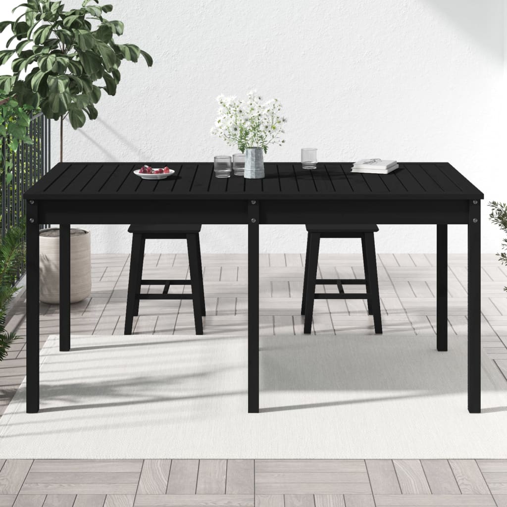 Mesa de jardim 159,5x82,5x76 cm madeira de pinho maciça preto