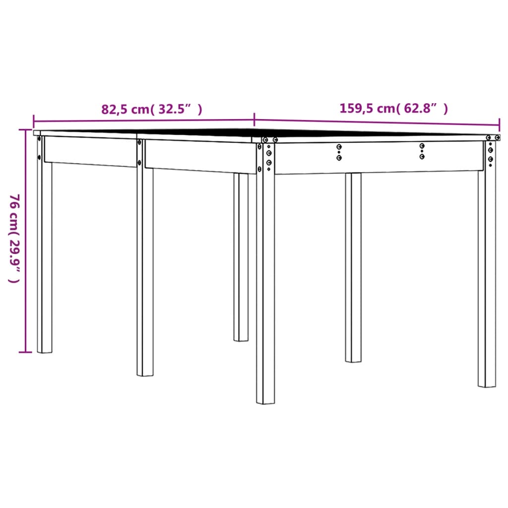 Mesa de jardim 159,5x82,5x76 cm madeira de douglas maciça