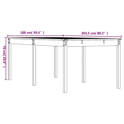 Mesa de jardim 203,5x100x76 cm madeira de pinho maciça cinzento