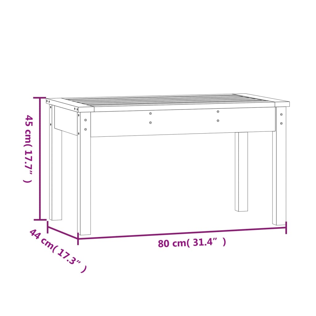 Banco de jardim 80x44x45 cm madeira de pinho maciça