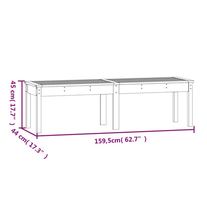 Banco de jardim c/ 2 lugares 159,5x44x45 cm pinho maciço cinza