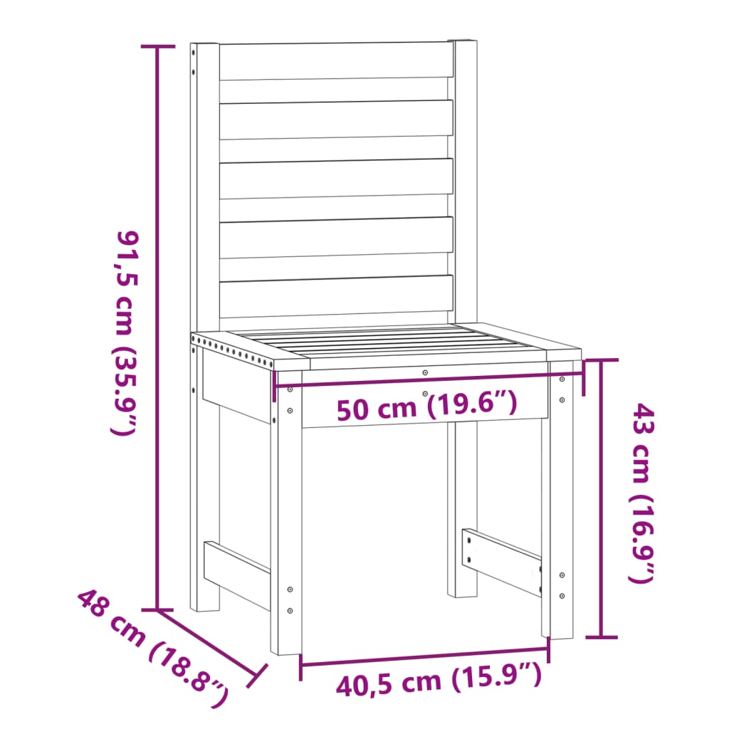 Cadeiras de jardim 2 pcs 40,5x48x91,5 cm pinho maciço cinzento