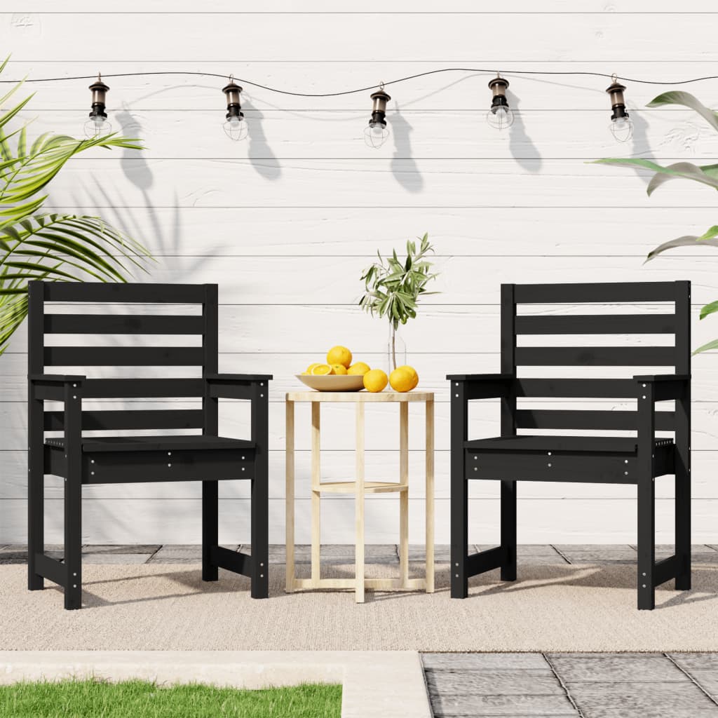 Cadeiras de jardim 2 pcs 60x48x91 cm pinho maciço preto