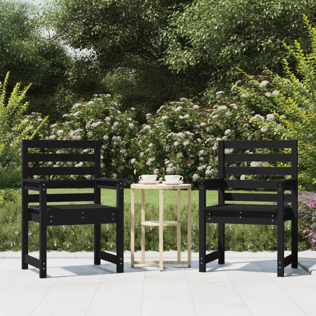 Cadeiras de jardim 2 pcs 60x48x91 cm pinho maciço preto