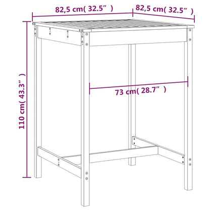 Mesa jardim 82,5x82,5x110 cm pinho maciço castanho-mel